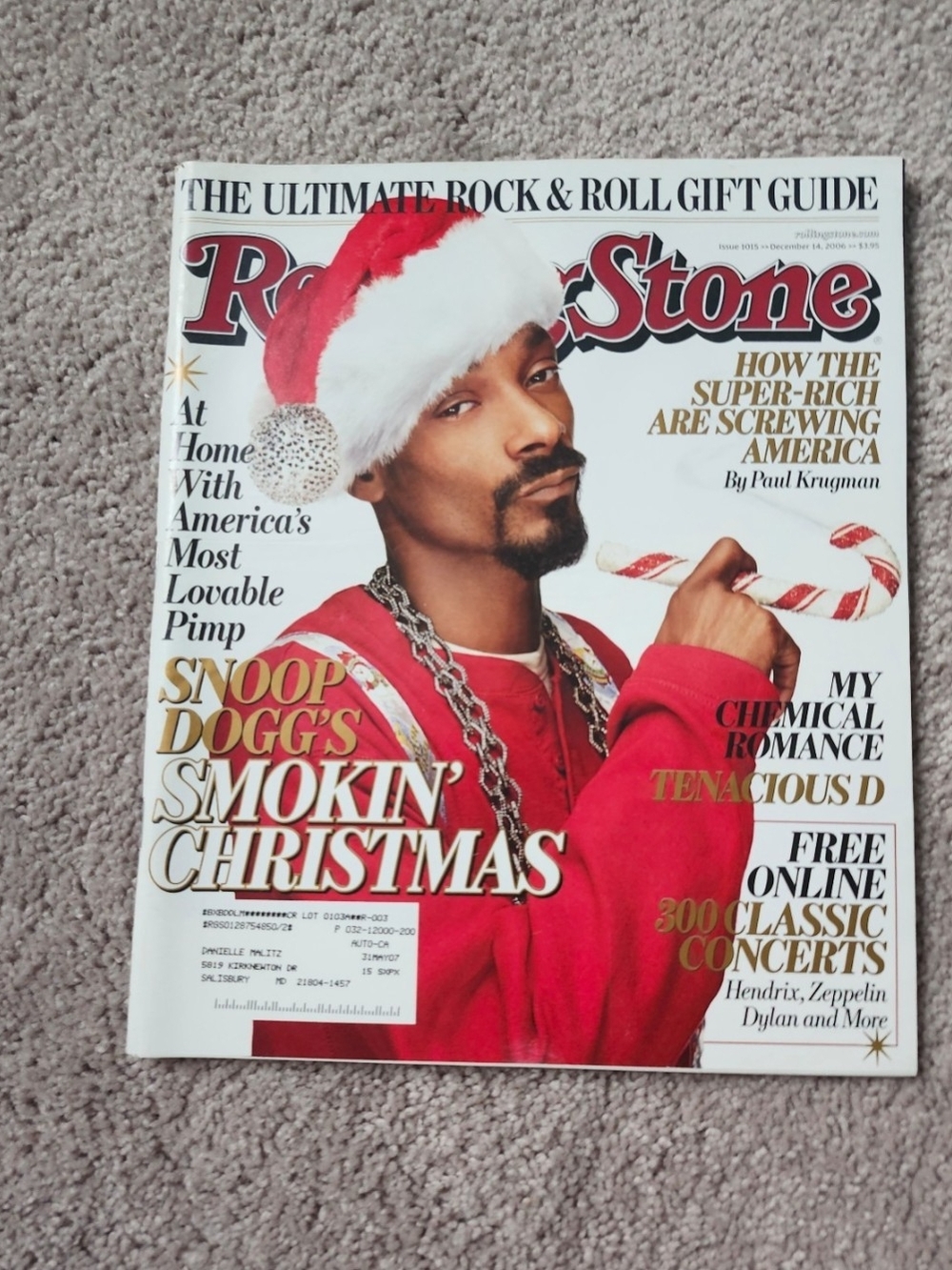 Rolling Stone Magazine #1015 | Snoop Dogg Santa | Dec 2006